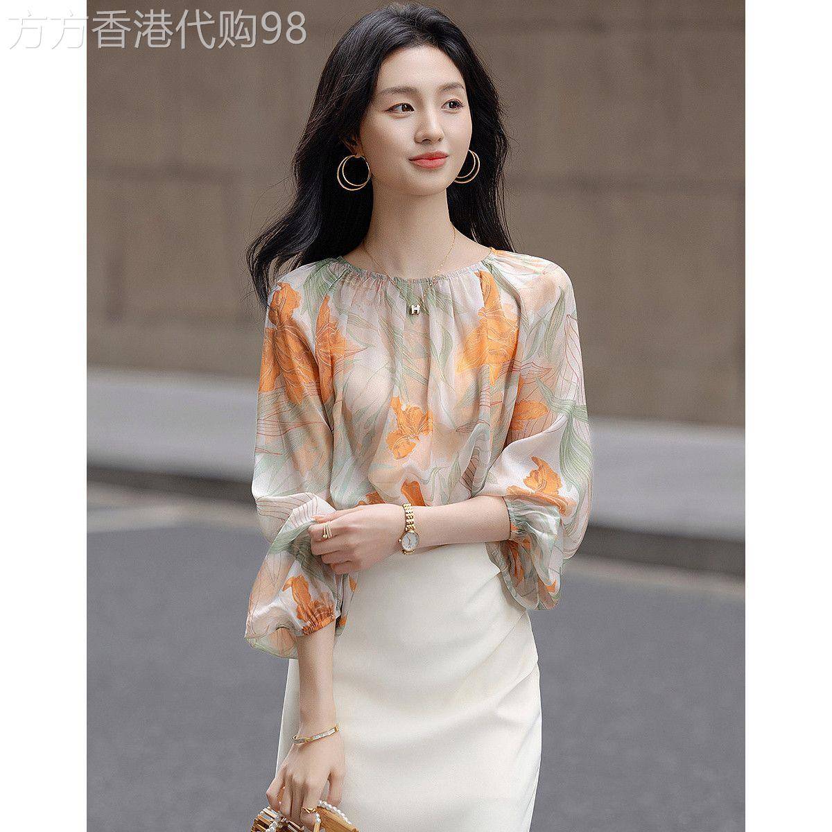 日系轻奢宽松显瘦真丝衬衫2025春夏季大袖子藏肉衬衫高端气质女装