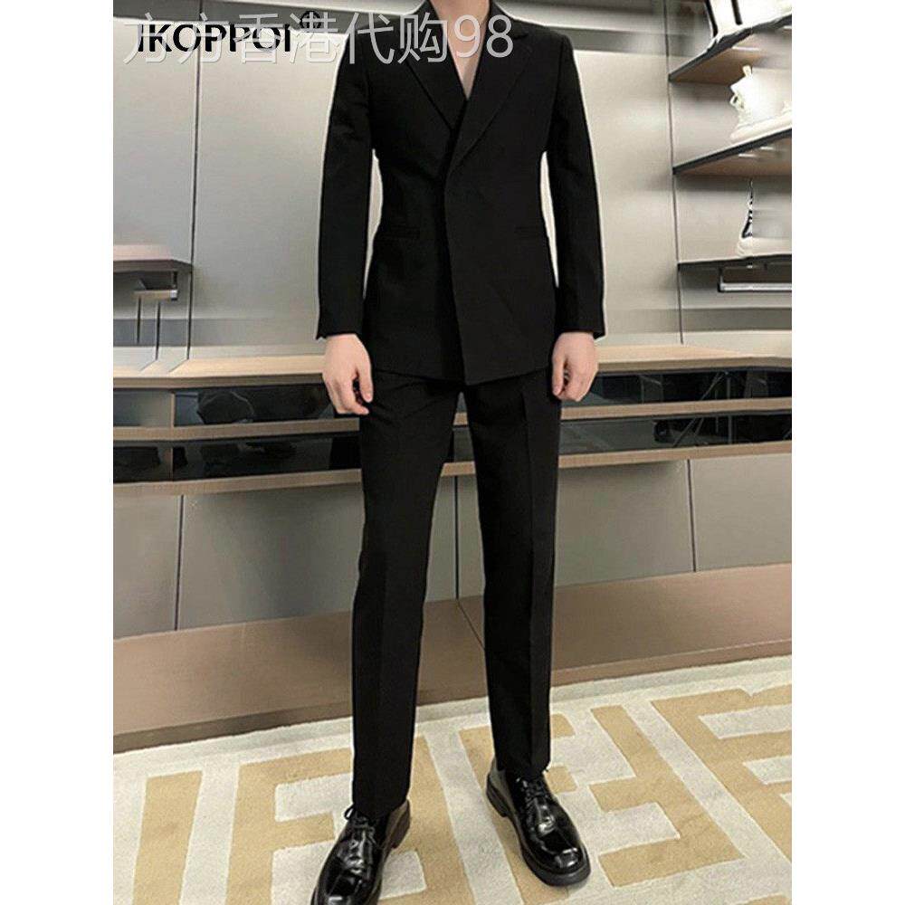 休闲西服套装男士秋冬季英伦风雅痞百搭男装高级感纯色简约两件套