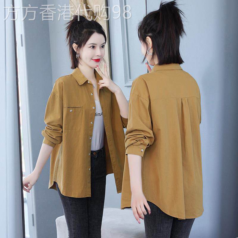 长袖衬衫外套女春秋季2025新款韩版宽松显瘦百搭中长版开衫上衣女