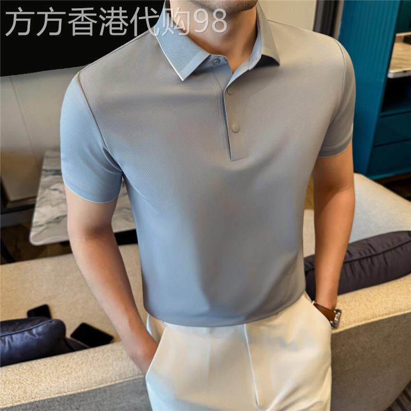 冰感薄款Polo衫男2026夏季凉感修身有型男装轻奢休闲无痕短袖t恤