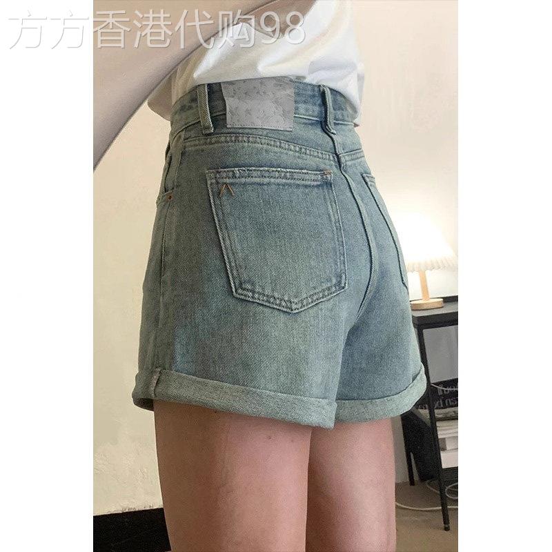 牛仔短裤女夏季薄款2026新款高腰a字大码显瘦小个子卷边阔腿热裤