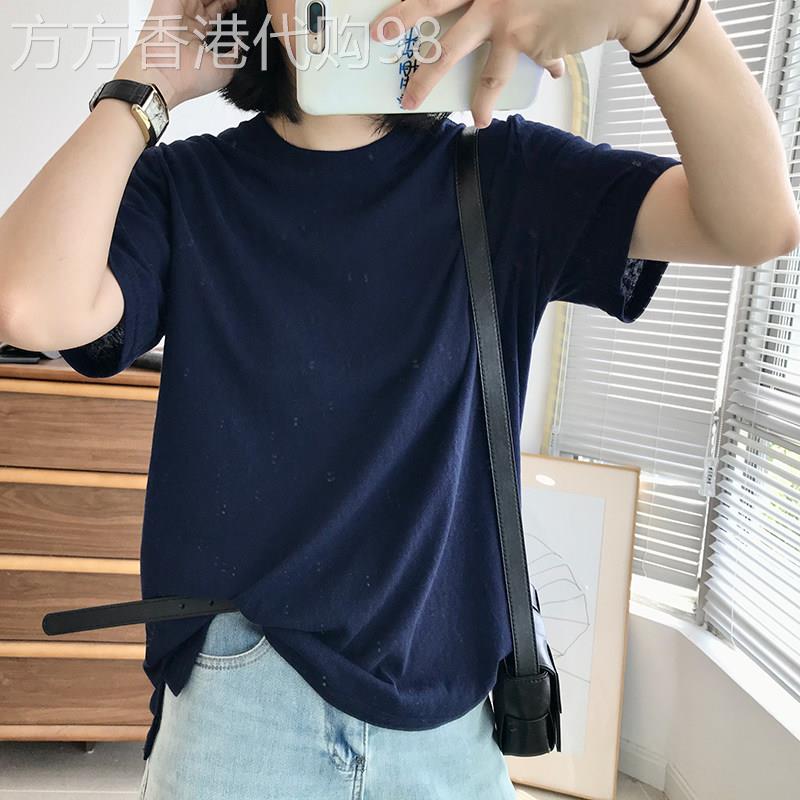 亚麻短袖t恤女夏季薄款2026年新款韩版宽松时尚百搭圆领半袖上衣