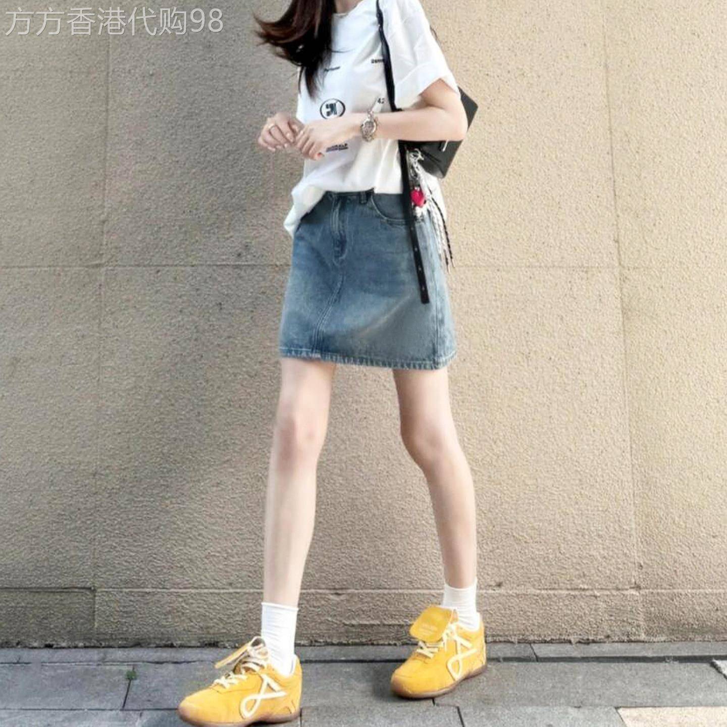 复古a字牛仔短裙女夏季大尺码显瘦胖mm小个子梨型身材包臀半身裙