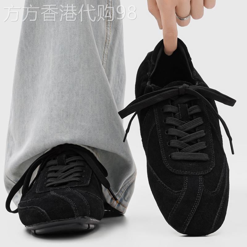【高品质】黑色德训鞋男女真皮平底训练鞋运动足球鞋通勤阿甘鞋潮