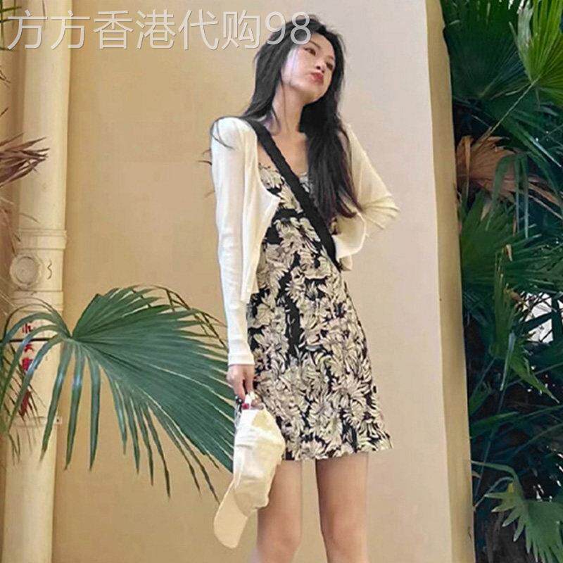 碎花吊带连衣裙子女夏季2026新款小个子茶系穿搭今年流行春季套装