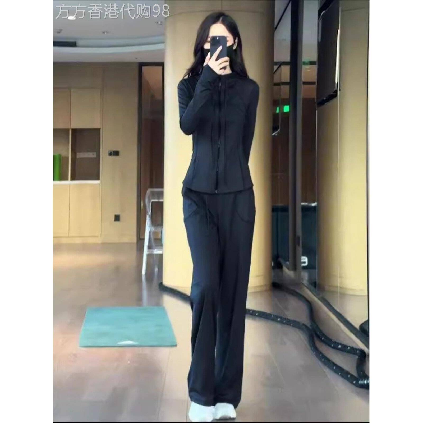 休闲运动套装女春秋2025新款时尚减龄短款上衣阔腿裤健身服两件套