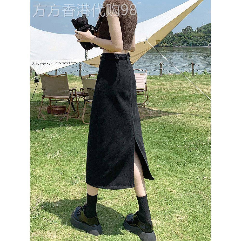 黑色a字牛仔半身裙女夏季薄款2026年新款中长版洋派小个子包臀裙