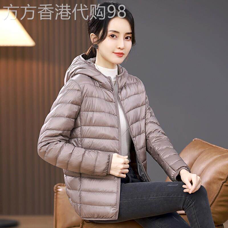 冬季轻薄羽绒服女短款连帽2025新款小个子减龄大码薄款保暖外套潮