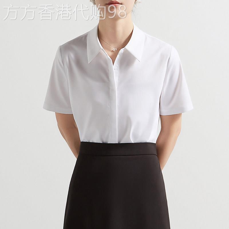 白色时尚面试短袖衬衫女2026年夏季新款气质百搭宽松通勤职业上衣