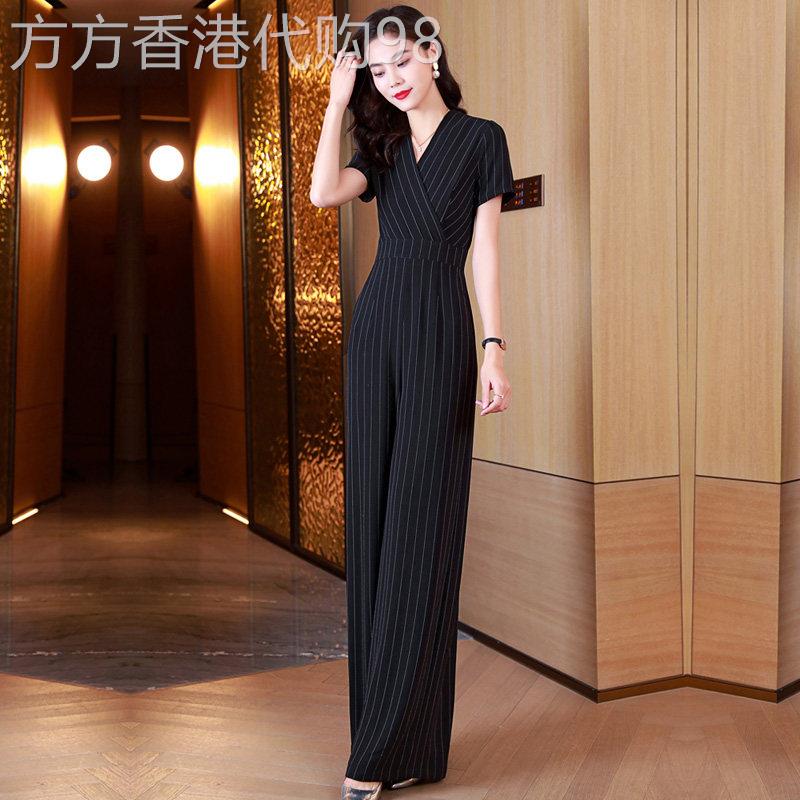 日系轻奢独立设计师高端简约职业连体裤女夏季新款原创高腰阔腿裤