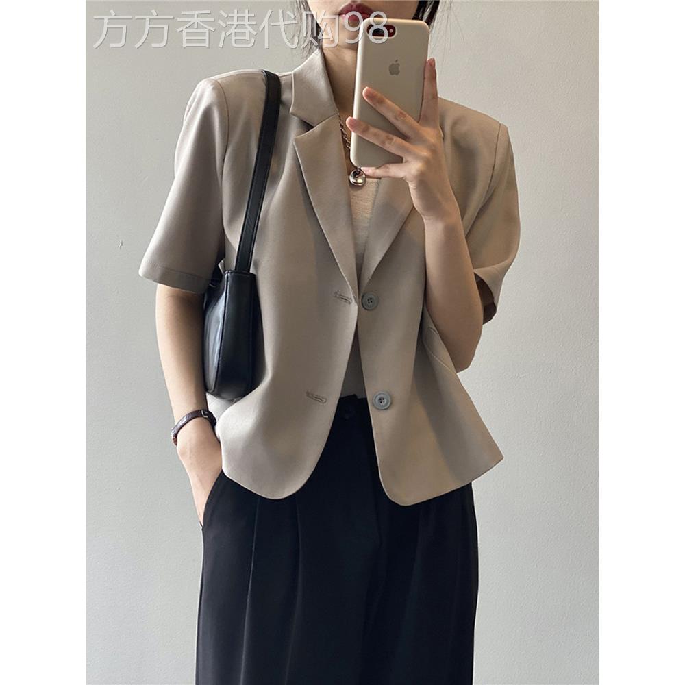 短袖西装外套女薄款2026新款夏季韩版垂感短款休闲时尚小西服上衣