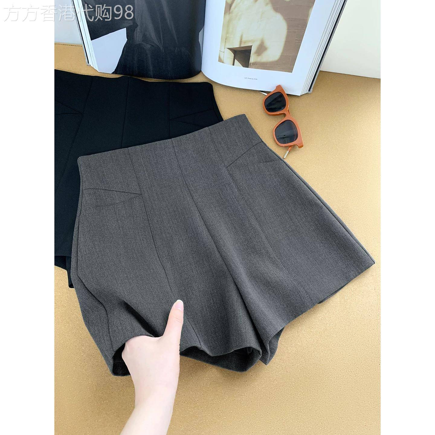 韩版简约高级感a字西装短裤女夏季高腰显腿长流行休闲外穿阔腿裤