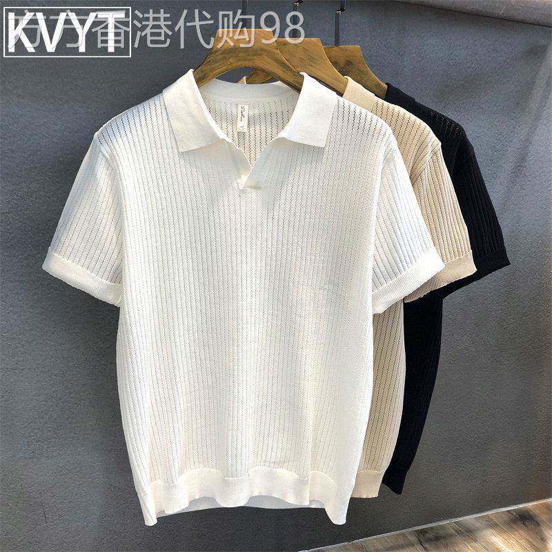 轻奢亚麻针织POLO衫男款夏季翻领半袖2026新款高级感男装短袖T恤