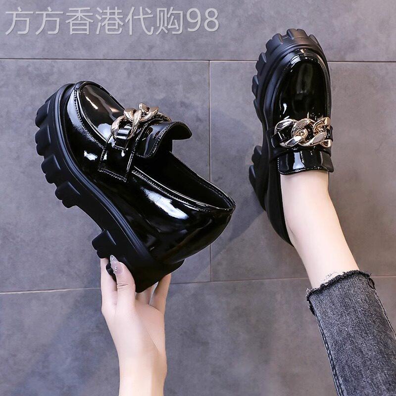 内增高乐福鞋女2025新款春秋季英伦风真皮厚底小皮鞋子一脚蹬单鞋