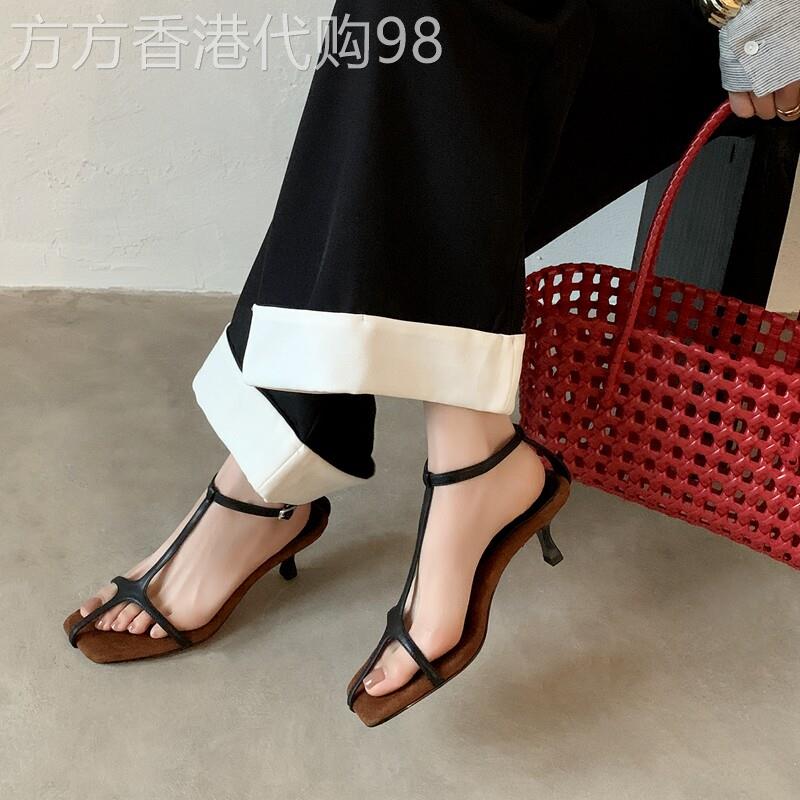 普吉岛~法式度假风十字细带罗马凉鞋女露趾夏天细跟配裙子高跟鞋