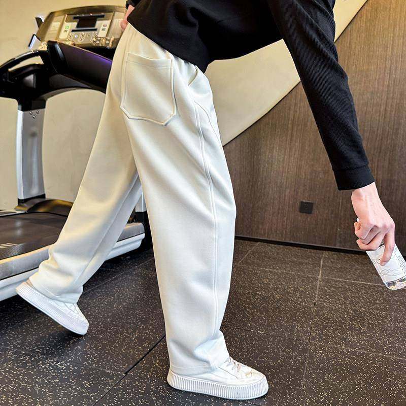 潮牌直筒运动厚棉裤男士秋冬季2026新款高级感加绒加厚潮流休闲裤,男装,卫裤,淘宝优惠券,粉丝福利购,淘宝优惠卷