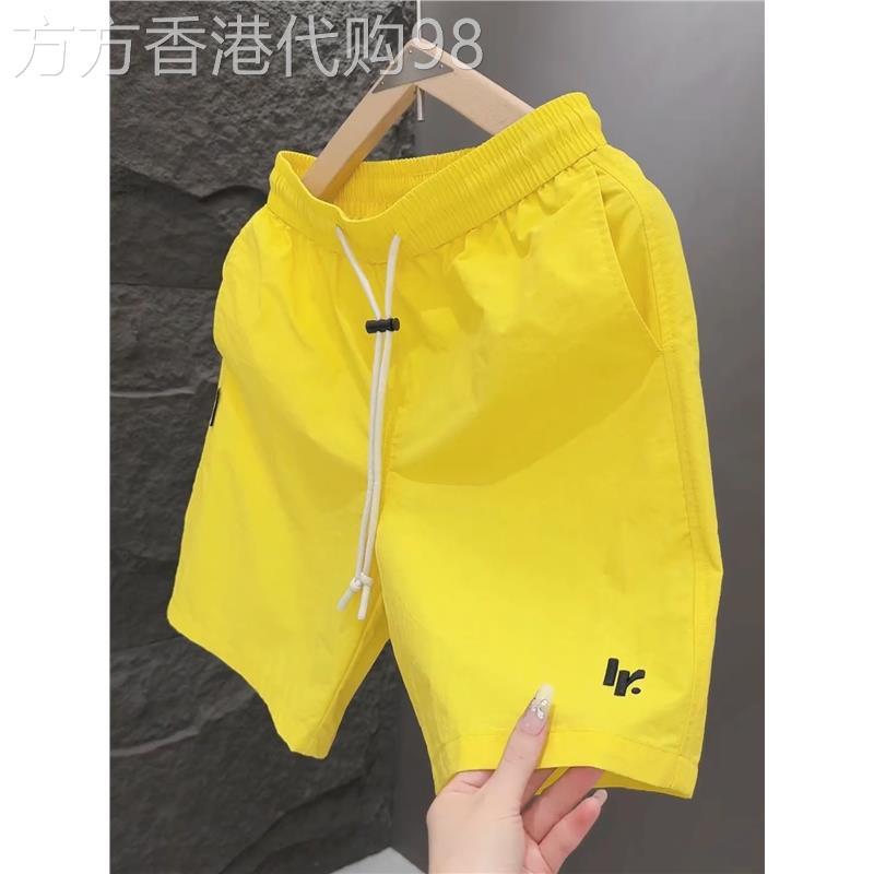 代购夏季时尚糖果色休闲短裤薄款透气男女款五分裤宽松速干沙滩裤