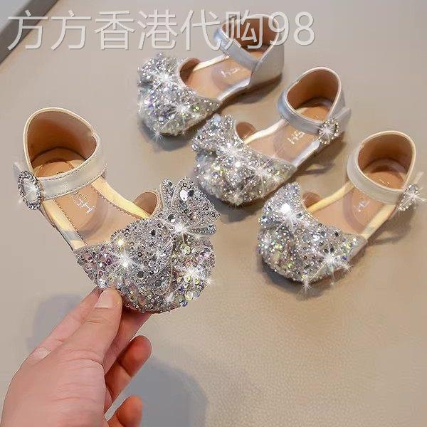 英国DHWA女童凉鞋新款夏季儿童公主配礼服女宝宝软底爱莎水晶鞋