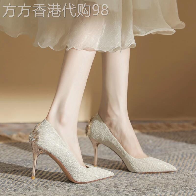 高跟鞋女2025新款春夏配裙子细跟不累脚新娘婚鞋法式气质尖头包鞋