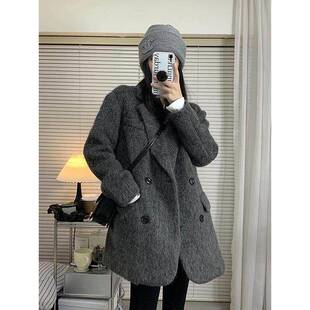 WFYO/新款毛呢西装外套女秋冬夹棉小个子加厚高级感羊毛呢子大衣
