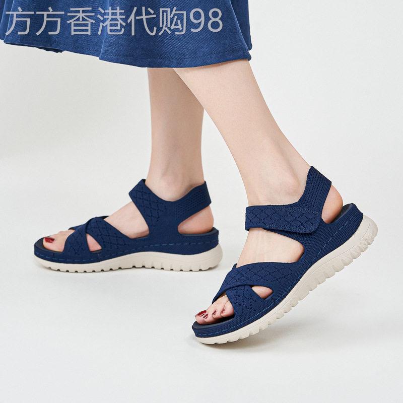 魔术贴运动休闲凉鞋女2026年夏季新款时尚镂空厚底软底妈妈凉拖鞋