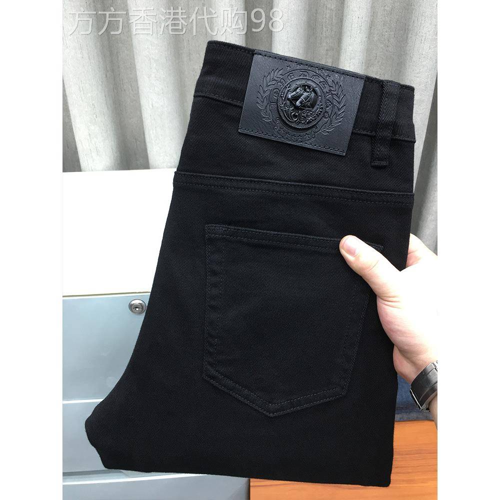 法国高端潮牌黑色牛仔裤男修身小脚弹力百搭纯棉休闲裤子秋季新款