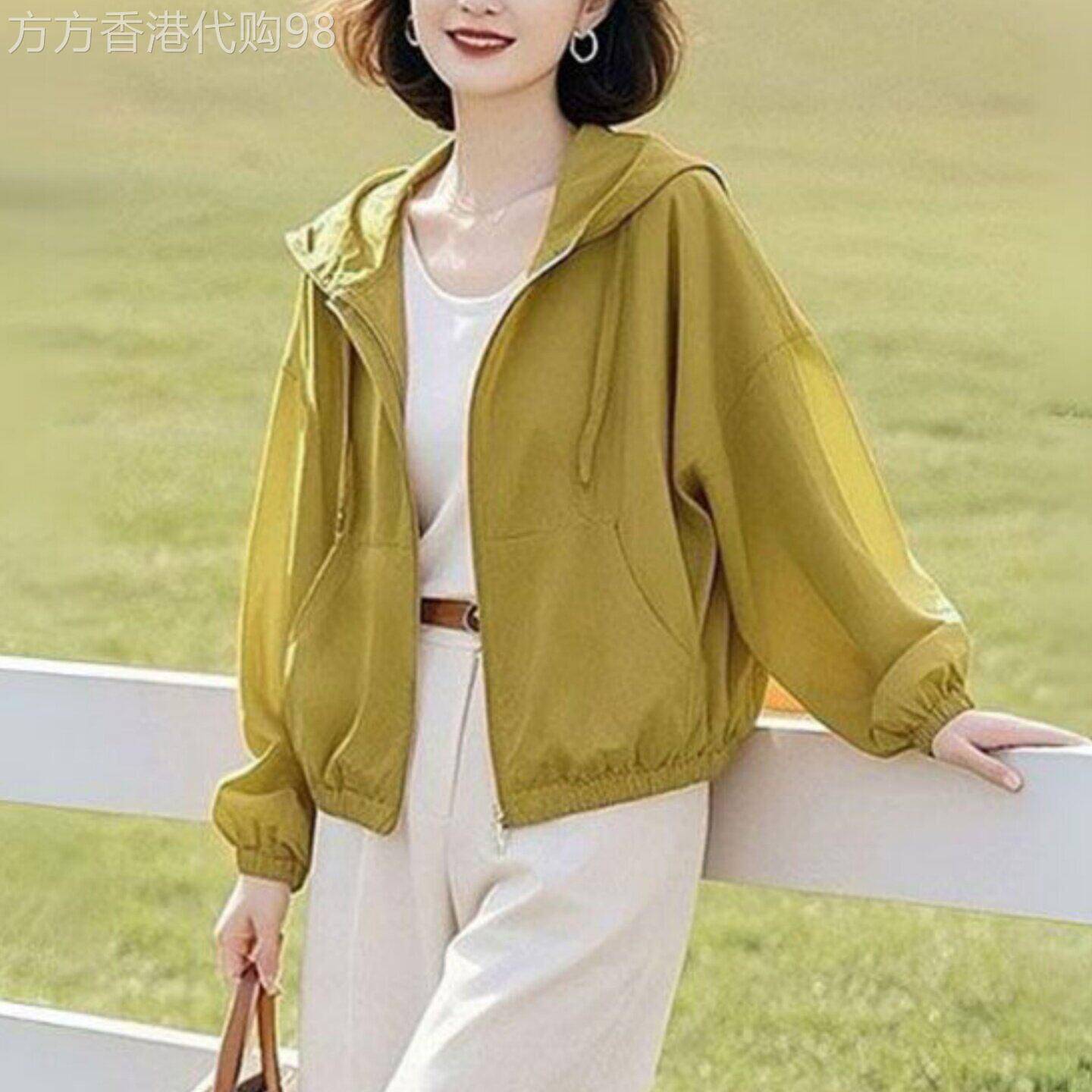 韩国2026年新款冰丝速干连帽纯色防晒外套女新款抗UV短款防晒罩衫