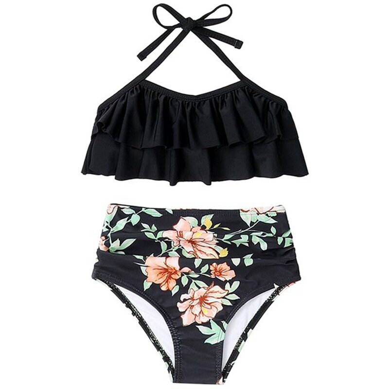 bikini亲子泳装女童泳衣大童小童游泳衣分体泳衣比基尼Separate