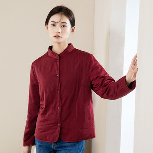 秋冬女士保暖加厚柔软刺绣棉袄 桑蚕丝填充舒适防寒纯色棉衣棉服