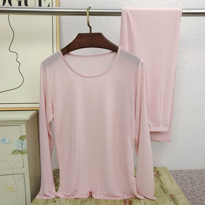 春秋女真丝针织薄款家居服套装