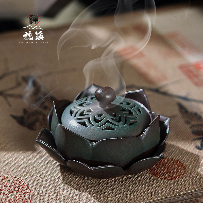 莲花香炉居室佛堂摆件陶瓷烟灰缸