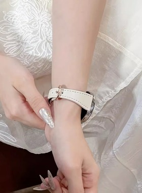 萱芊适用GT6华为gt5表带女watch5手表gt4新款pro女款智能watchgt5高级gt2女士gt3女41mm皮质gt小香风gt1白色