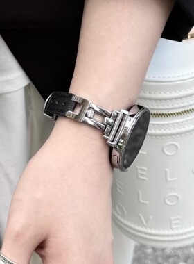 萱芊适用GT6新款watch华为手表GT5pro女士通用GT4金属皮质表带3智能GT2华为fit4手表表带fit3荣耀手环9黑色5