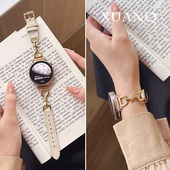 2手表带FIT3 萱芊适用于GT6月牙扣拼皮华为手表GT5GT4表带watch4皮3pro新女款 GT3 2荣耀高级感4pro小香风