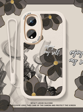 海棠花适用oppoa2手机壳a58小羊皮r17套k10小众findx6pro防摔reno11简约10por高级真我gtneo5清新5se全包v30t