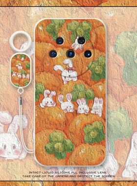 油画柿子适用华为荣耀play7tpro手机壳magic6tpro套play5液态小众maic4pro卡通兔子3por硅胶可爱6t全包防摔