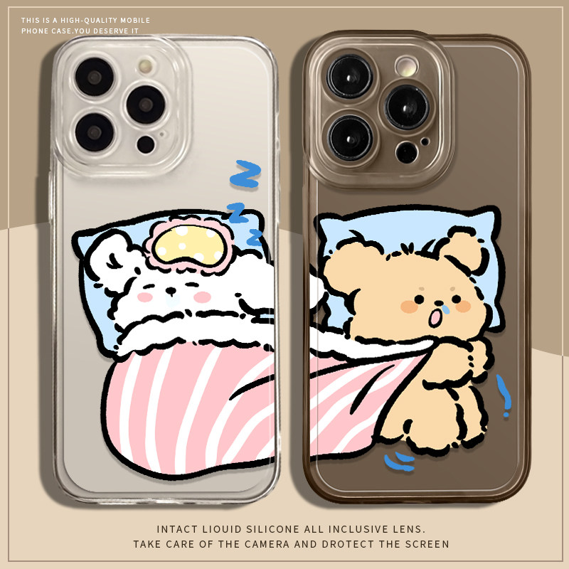 情侣可爱小狗适用苹果15promax手机壳iPhone17新款小米14抢被子狗狗16卡通13华为mate60闺蜜pura70一对透明套