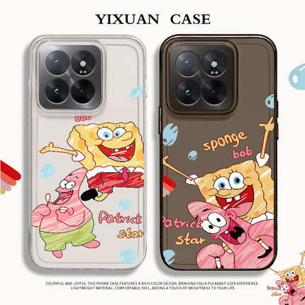 海绵宝宝适用小米17promax手机壳15pro红米k80情侣note14小众70一对13高级感60新款12派大星50透明11可爱15套