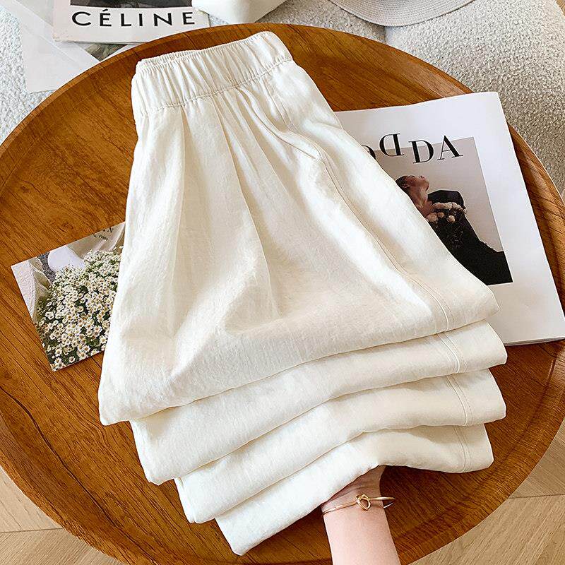 冰丝山本阔腿裤女夏季薄款2025新款宽松直筒亚麻防晒凉凉休闲裤子