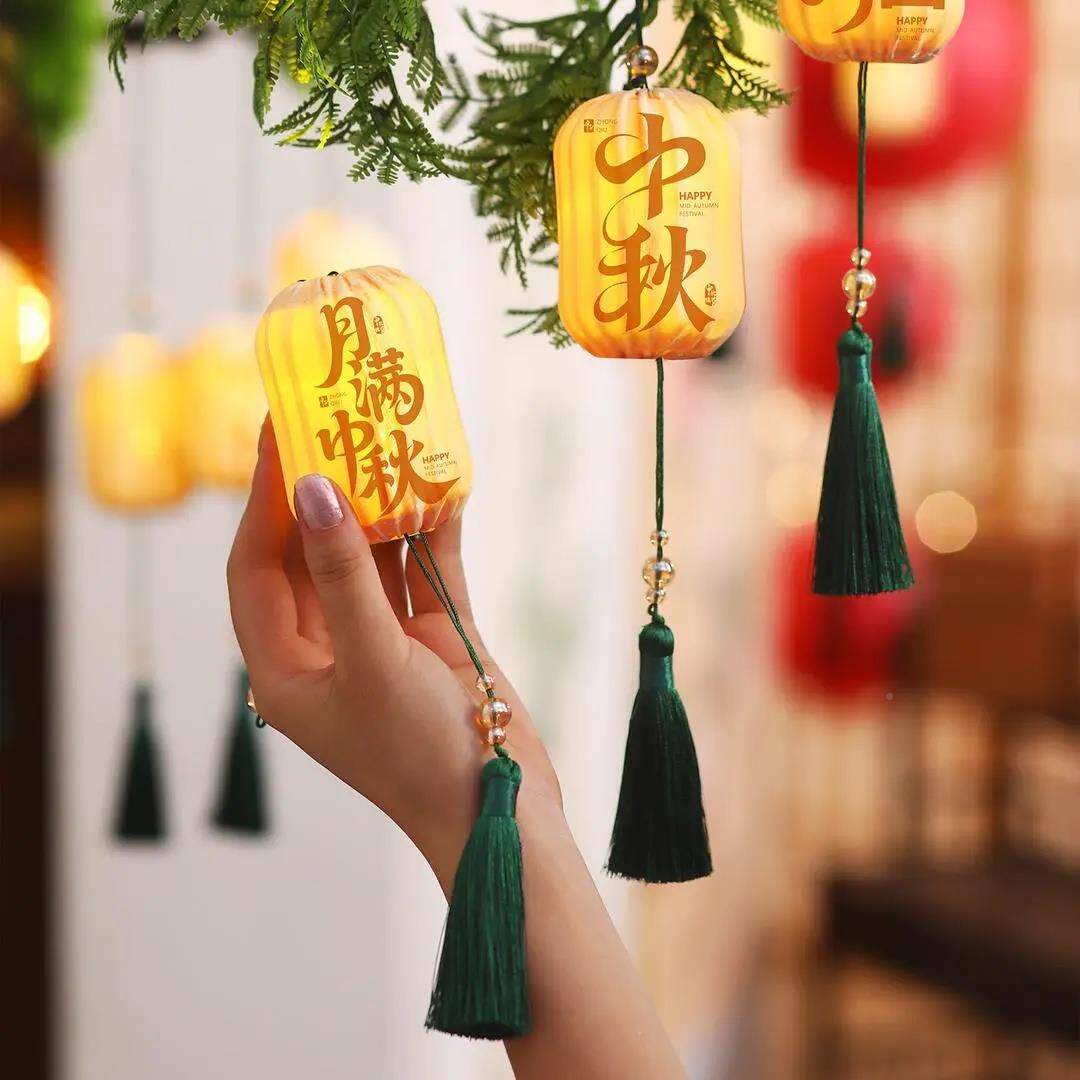 中H秋国庆古风小灯挂饰新中式笼竹纹商HZVC场门店景区节日布置RW-