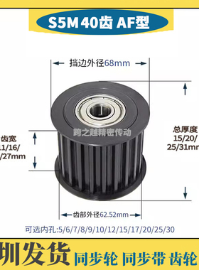 BHTFW/EVD钢S5M40齿宽16/21/27涨紧惰轮S45C内孔5/6/8/10/12/15