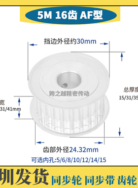 EBF/HTD/HTPA 5M16齿/T槽宽11/27/31/41AF型两面平同步轮内孔5-15