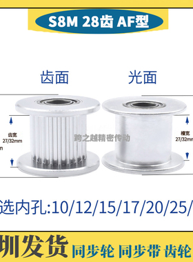EVDS8M28齿槽宽27/32光面250惰轮300涨紧同步带轮轴承内孔10-30mm