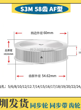 HTPS不锈钢S3M58齿槽宽11/17 SUS304两面平AF型同步轮 内孔5-28mm