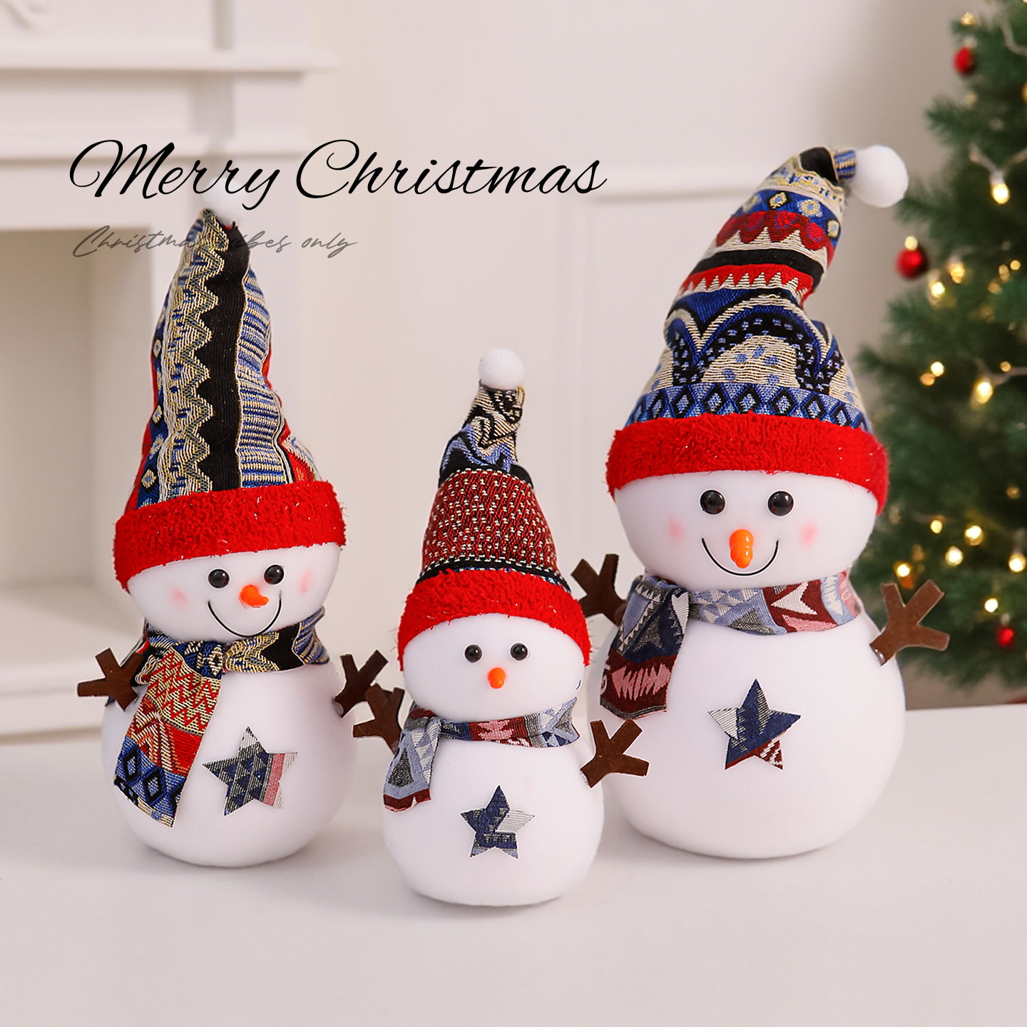 圣诞节装饰品民族风围巾雪人娃娃公仔小摆件橱窗布置装饰拍照打卡