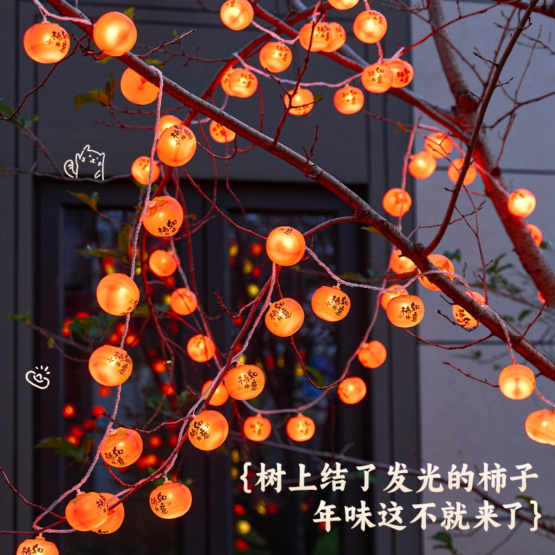 2026新款小彩灯春节喜庆装饰灯高级感户外树上柿子灯造型布置闪灯