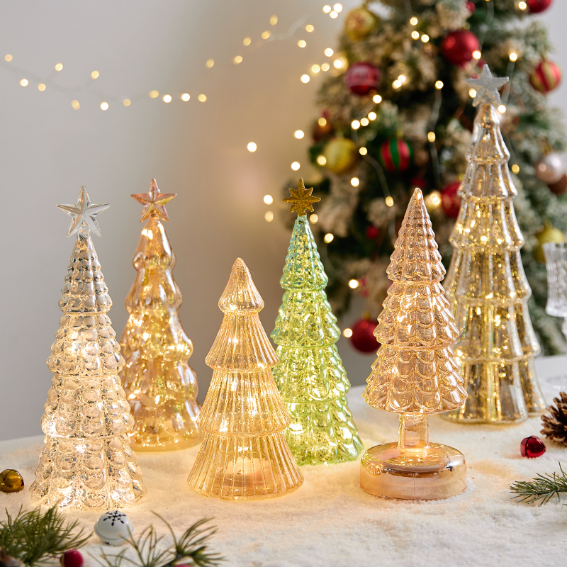 圣诞节装饰品发光玻璃圣诞树摆件店铺橱窗装扮布置拍照打卡小礼物