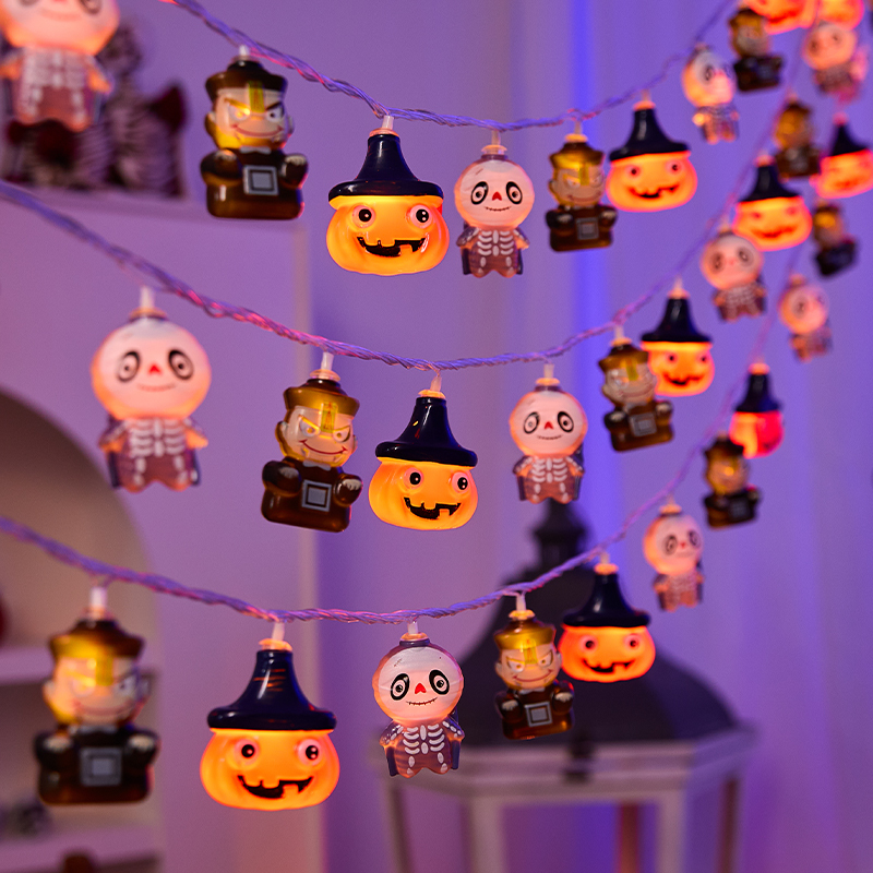万圣节装饰发光南瓜灯串led彩灯万圣夜主题派对装扮布置挂件道具