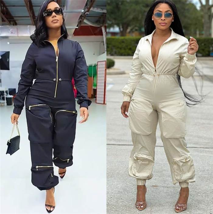 INS欧美休闲工装连体衣裤长裤女 Casual Cargo Jumpsuit Overalls