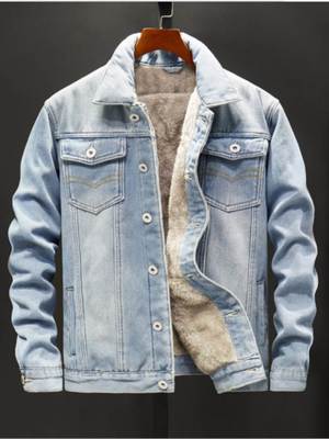 Men winter thicken denim jacket man warmth jeans coat 夹克男